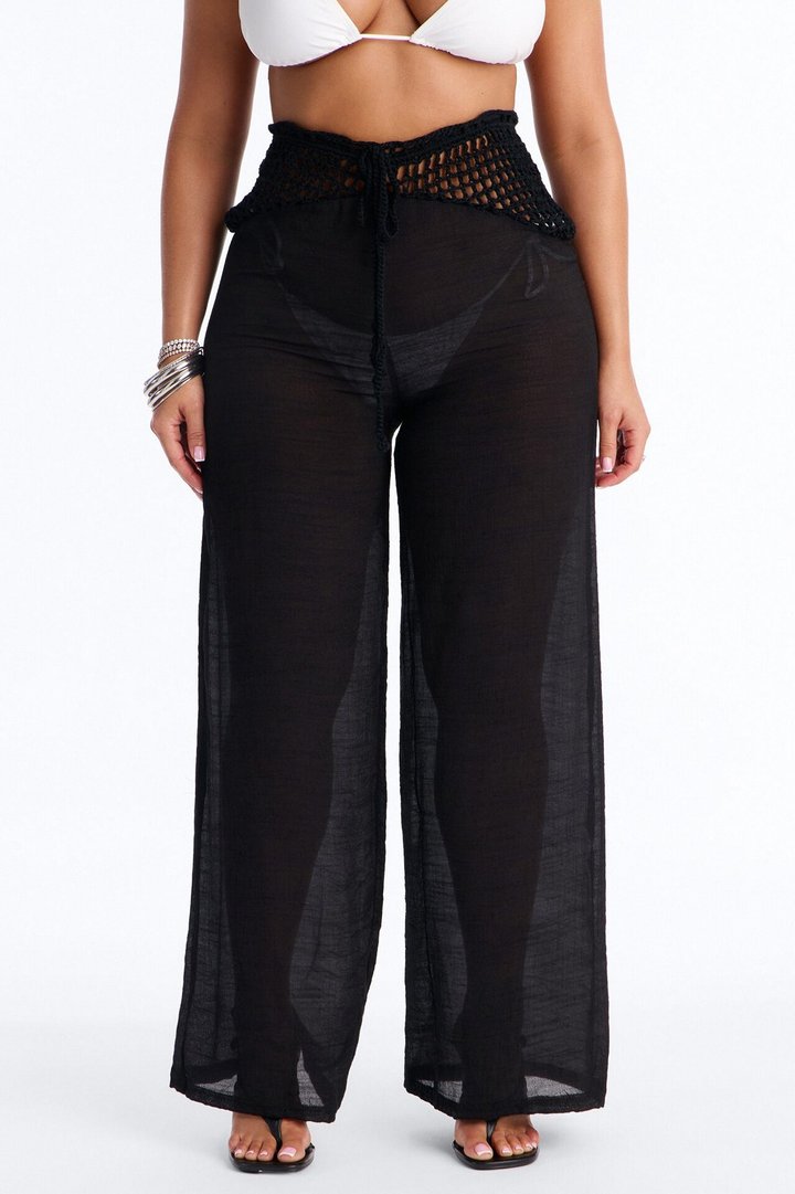 Darling Linen Swim Cover Up Pant - Black