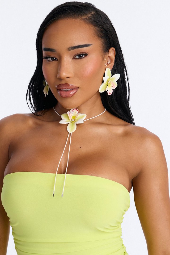 Luau Nights Necklace And Earring Set - White/combo