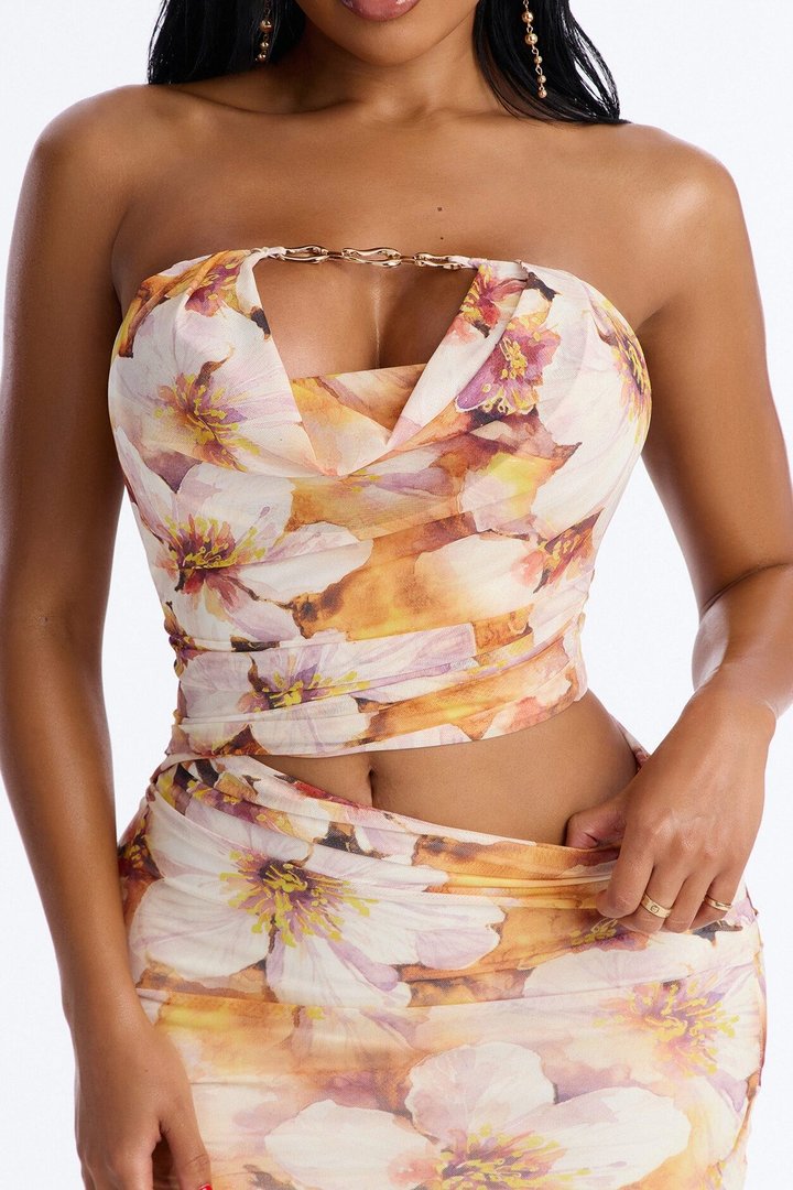 Shelby Floral Mesh Maxi Dress - Yellow