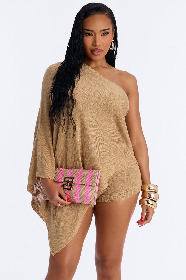 Elodie Straw Clutch - Pink/combo