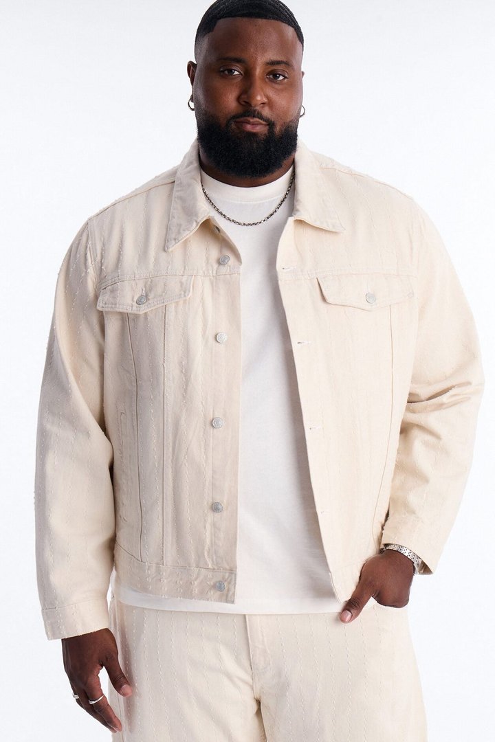 Cropped Feeling Edgy Denim Jacket - Cream