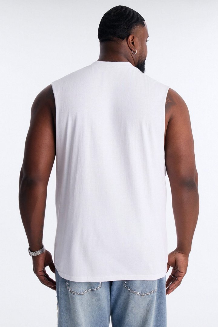 Don't Stop The Hustle Muscle Tee - White