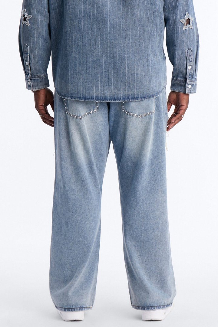 Baggy Studded Mayhem Jean - Light Wash