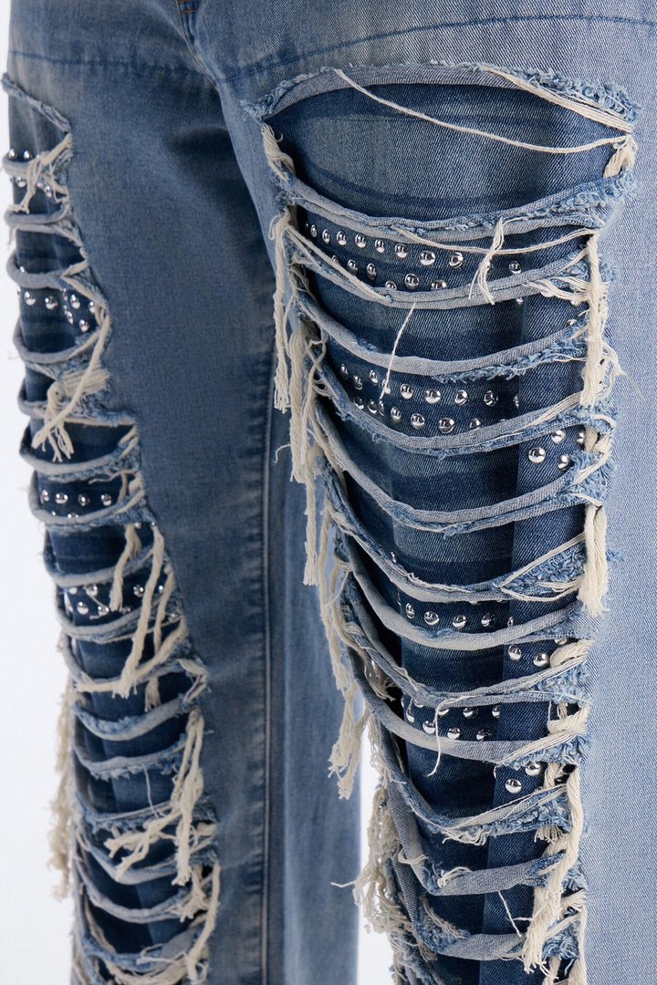 Baggy Studded Mayhem Jean - Light Wash
