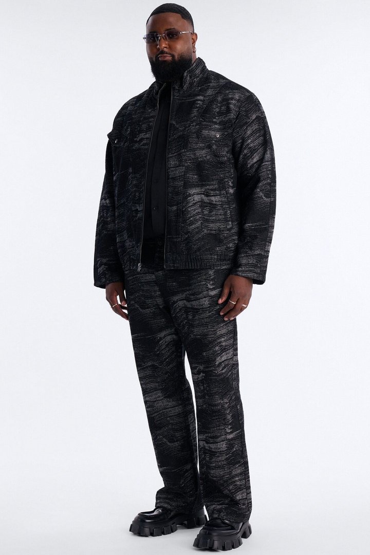Jacquard Waves Denim Jacket - Black Wash