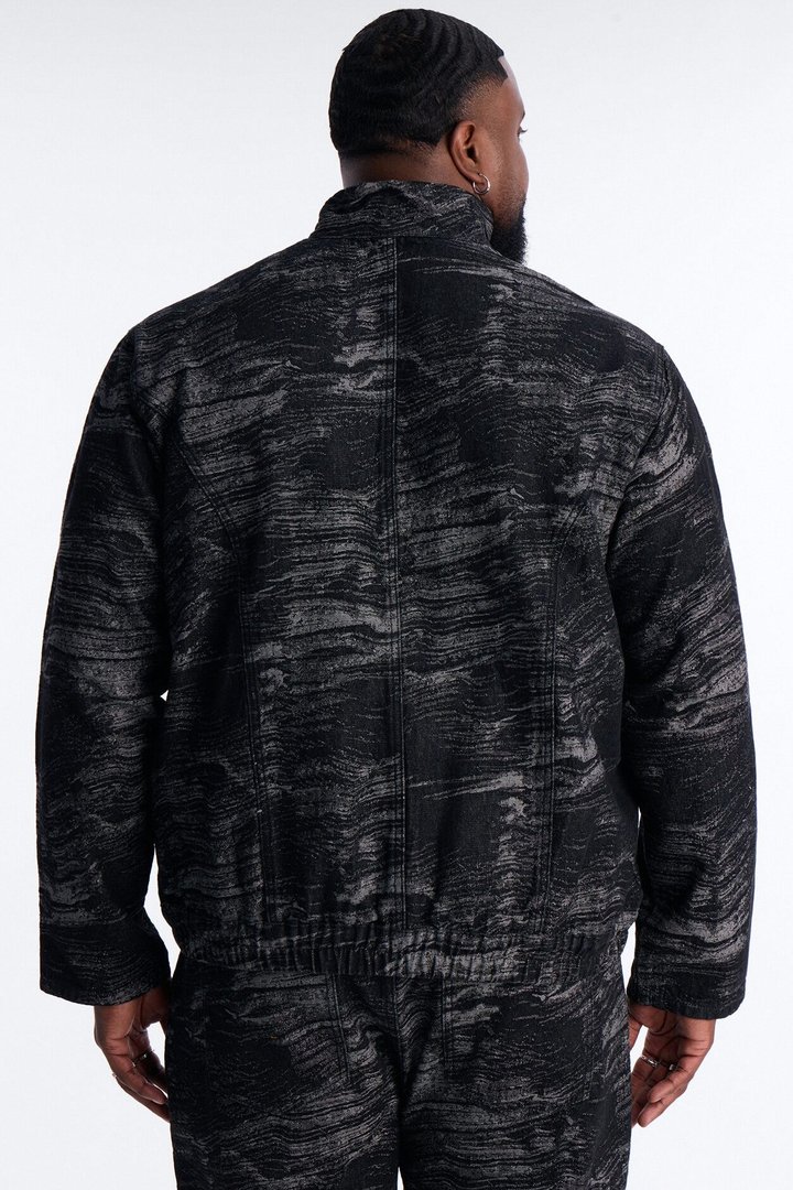 Jacquard Waves Denim Jacket - Black Wash