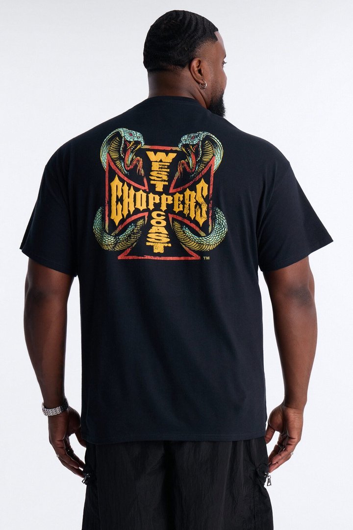 West Coast Choppers Cobra Puff Print Short Sleeve Tee - Black