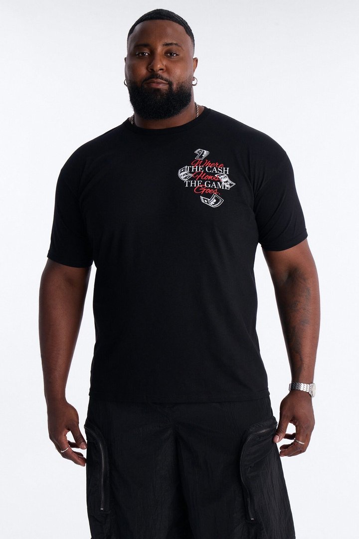 Money Talks Puff Print Short Sleeve Tee - Black