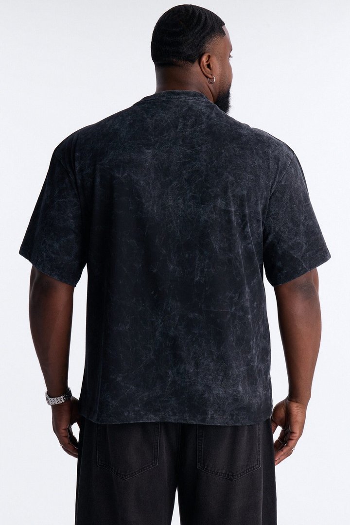 Peanuts Snoopy Mischief Rhinestones Mineral Wash Fleece Tee - Black Wash