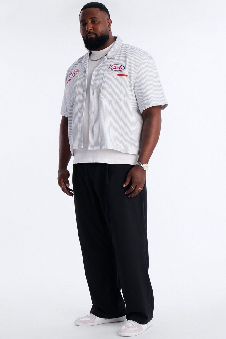 Cropped Tune Up Mechanic Shirt - Blue