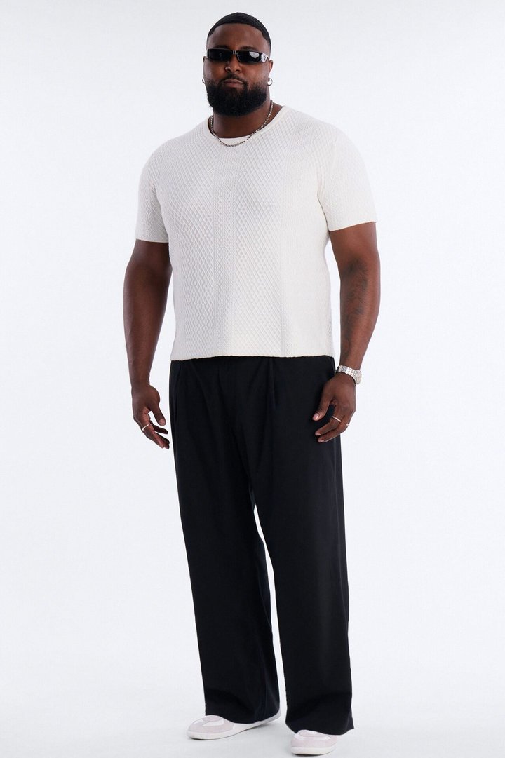 Relaxed Knitted Crewneck Tee - Cream