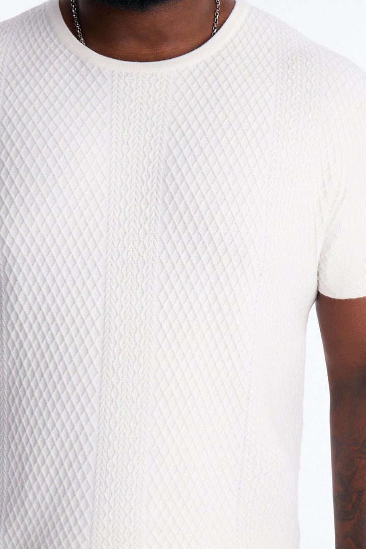 Relaxed Knitted Crewneck Tee - Cream