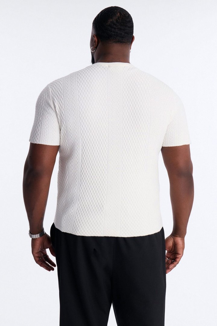 Relaxed Knitted Crewneck Tee - Cream