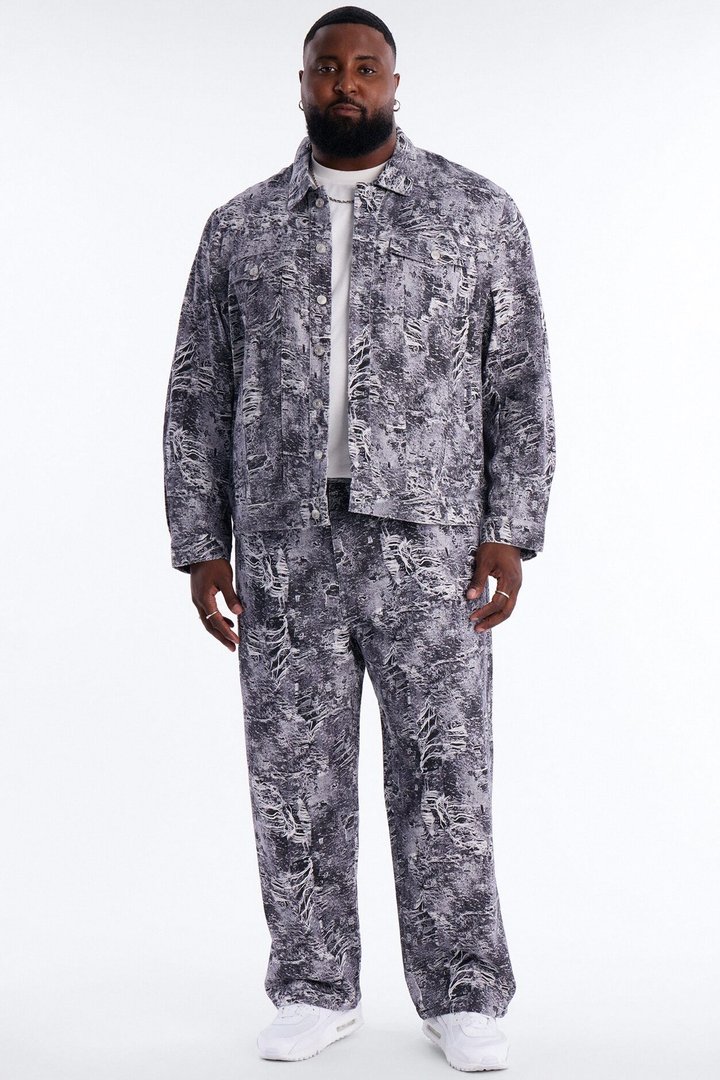 Baggy Ghost Distressed Printed Jean - Black