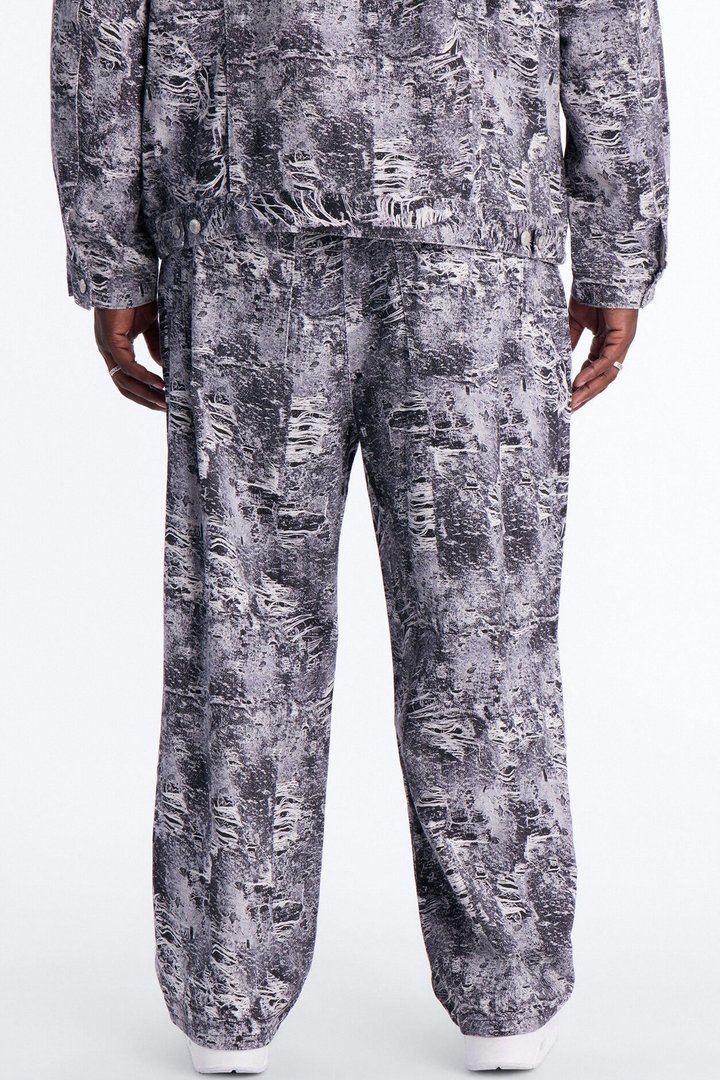 Baggy Ghost Distressed Printed Jean - Black