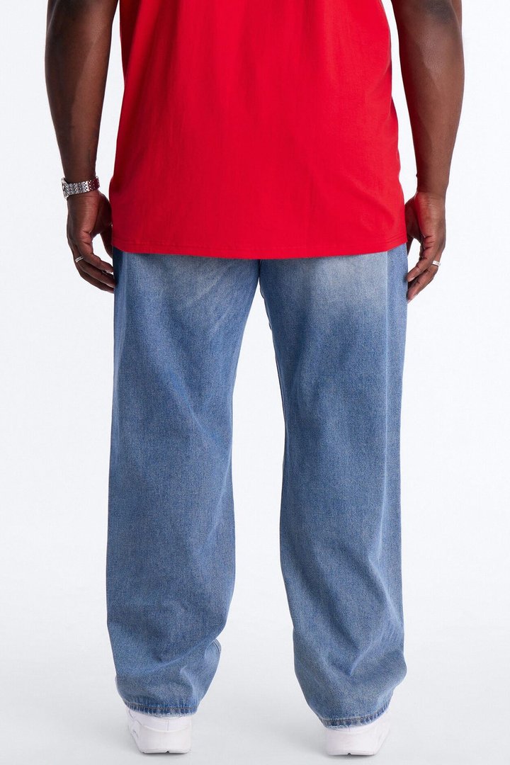 Essential Destroyed Straight Rigid Jean - Medium Blue Wash