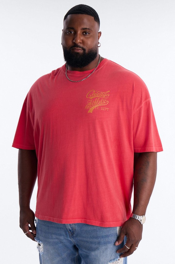 Chicago Athletic Dept Champs Oversized Short Sleeve Tee - Red
