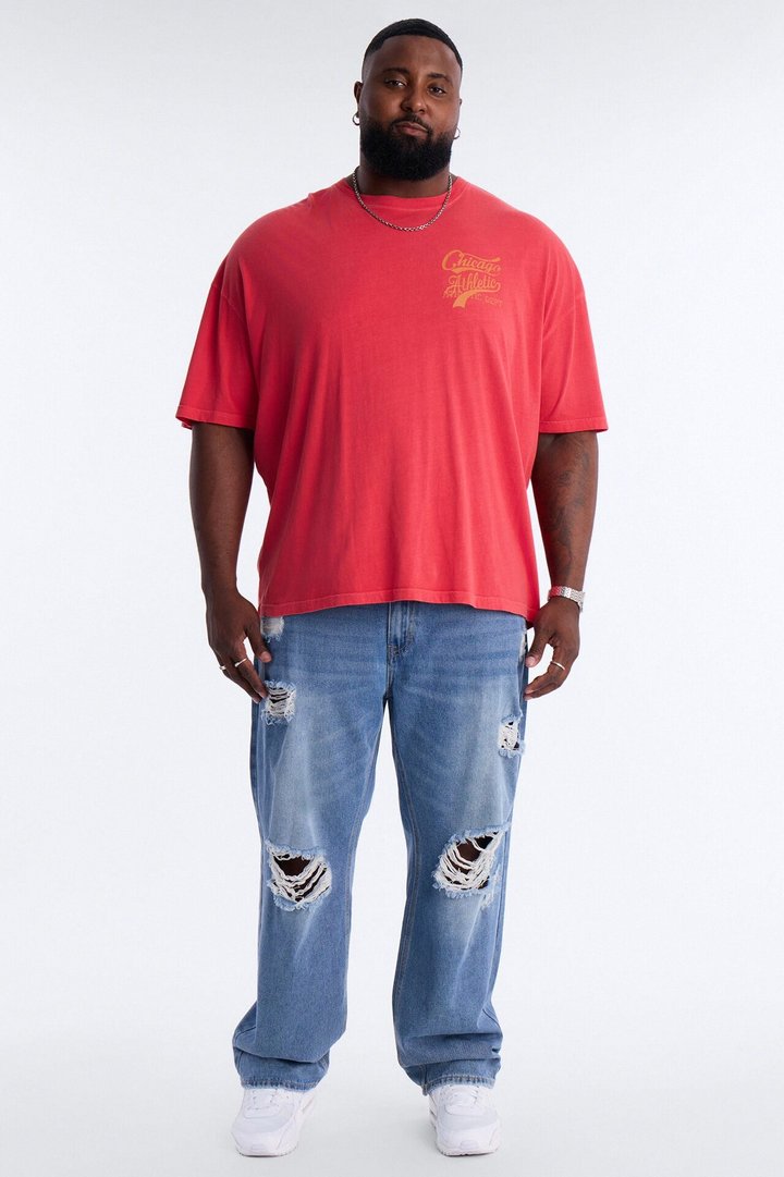 Chicago Athletic Dept Champs Oversized Short Sleeve Tee - Red
