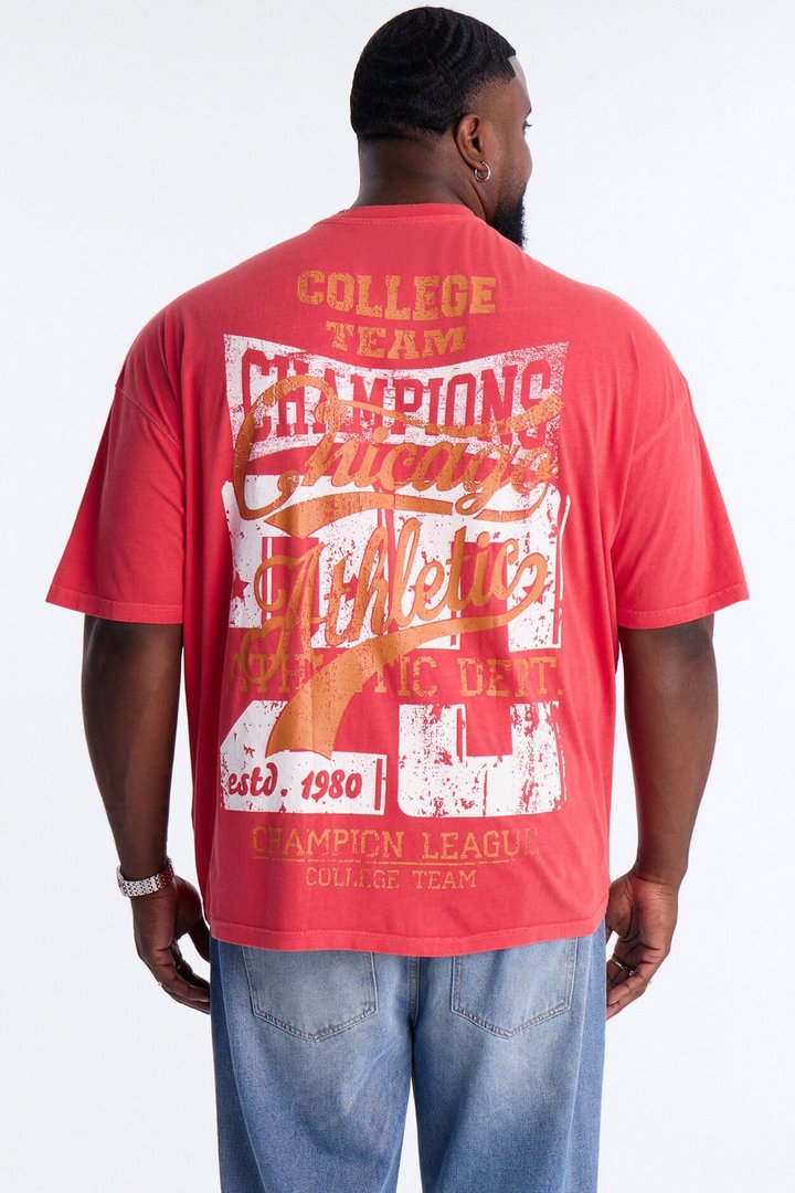 Chicago Athletic Dept Champs Oversized Short Sleeve Tee - Red