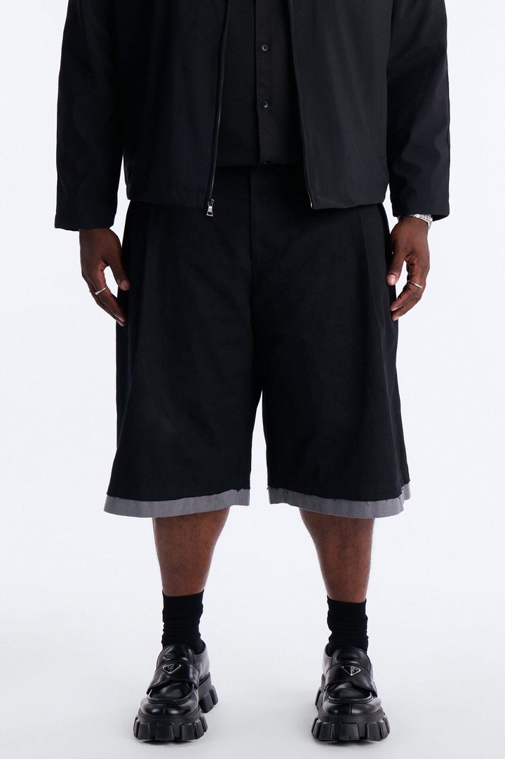 Baggy Pleated Milano Short - Black