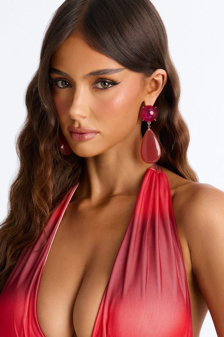 Strawberry Glaze Drop Earrings - Pink/combo