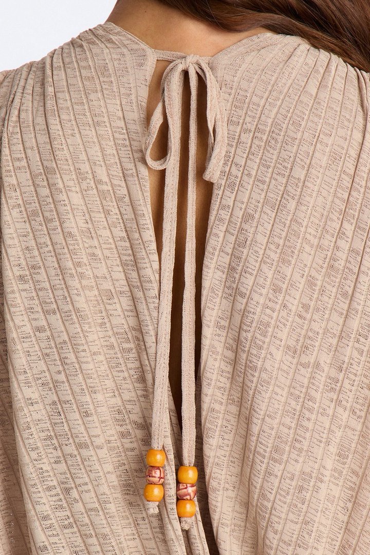 Romy Beaded Wide Leg Slit Jumpsuit - Taupe