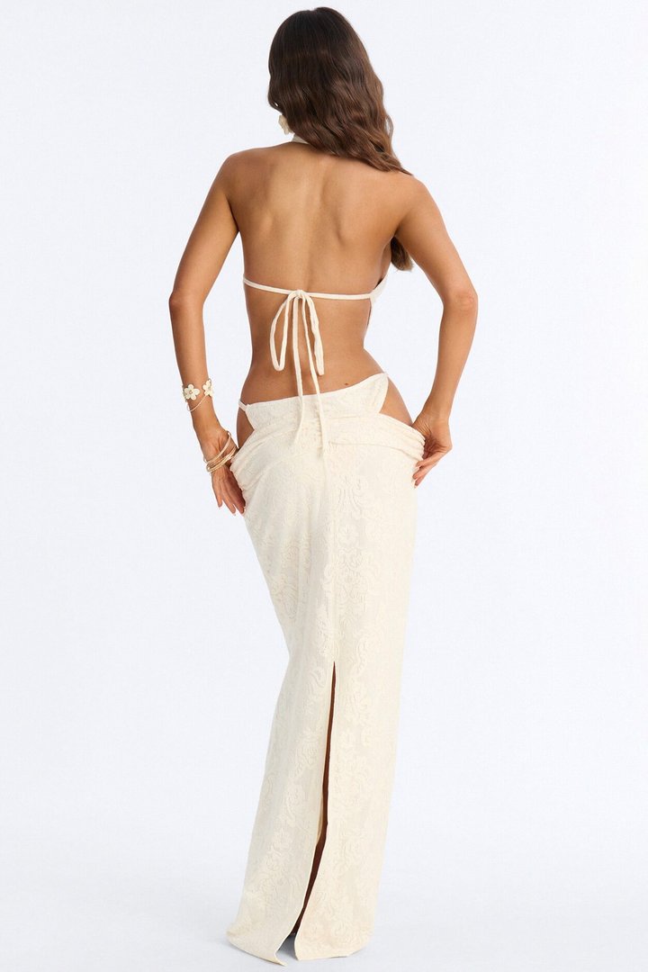 Brielle Backless Bodysuit Maxi Skirt Set - Ivory