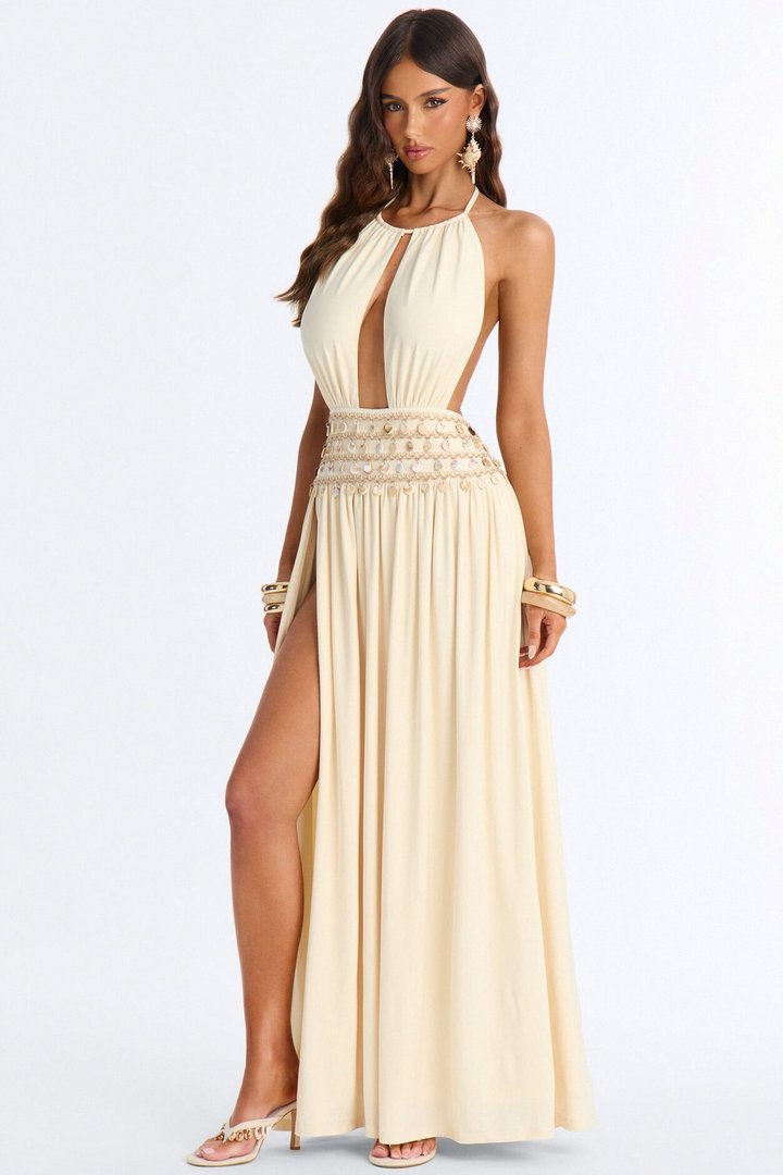 Jet Set Tease Maxi Dress - Cream