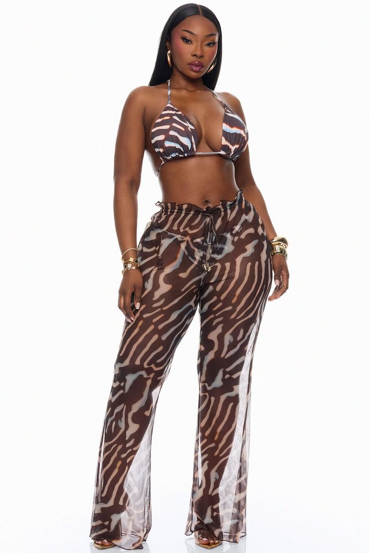Golden Getaway Mesh Swim Cover Up - Brown/combo