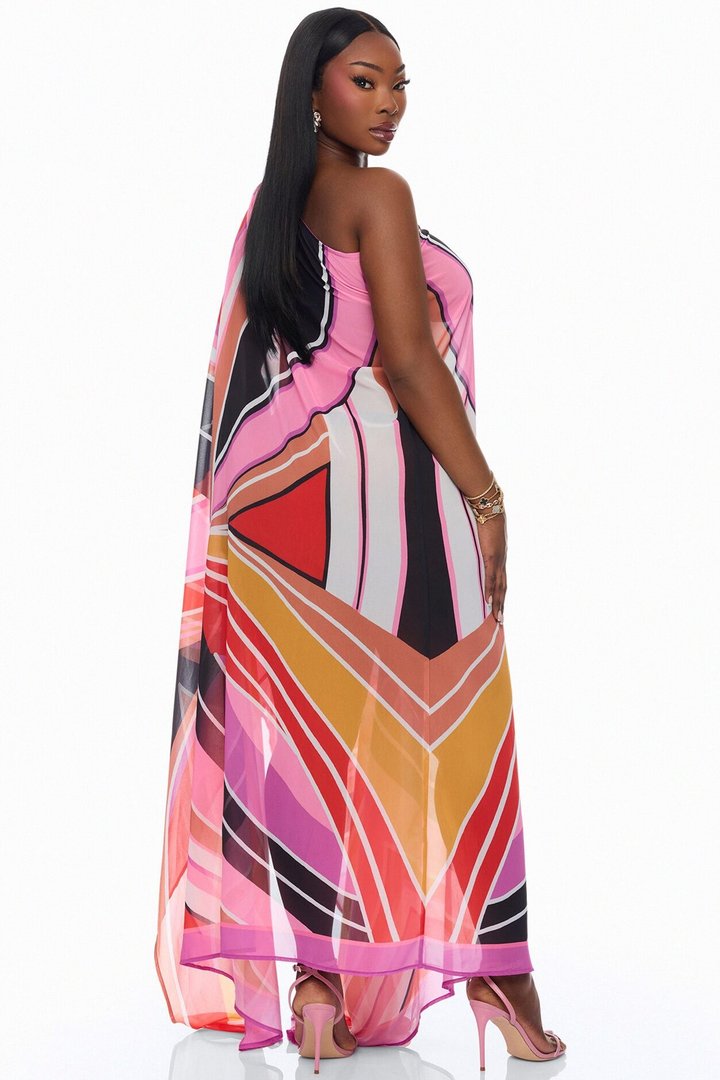 Laying Poolside Chiffon Kaftan - Pink/combo