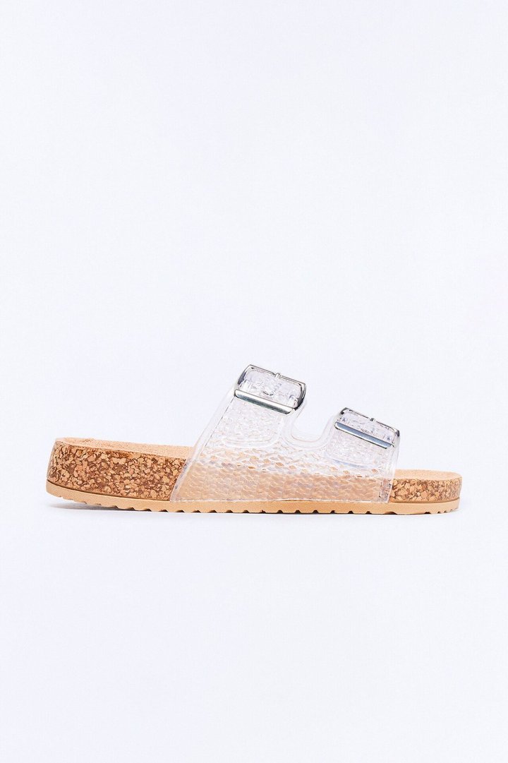 Drina Buckle Jelly Slides - Clear