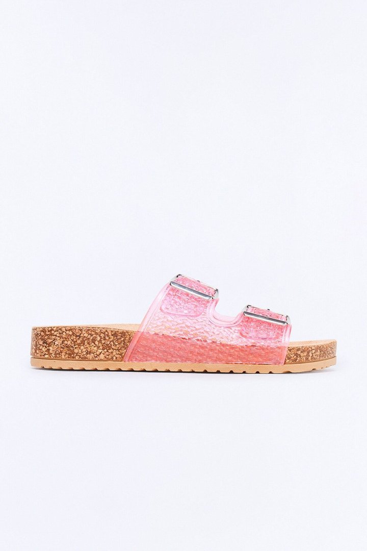 Drina Buckle Jelly Slides - Pink