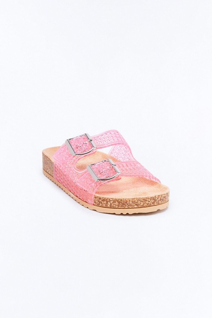 Drina Buckle Jelly Slides - Pink