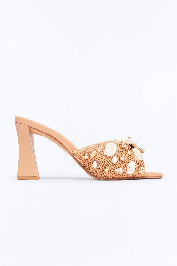 Dolce Vita Tylah Beaded Raffia Heels - Tan