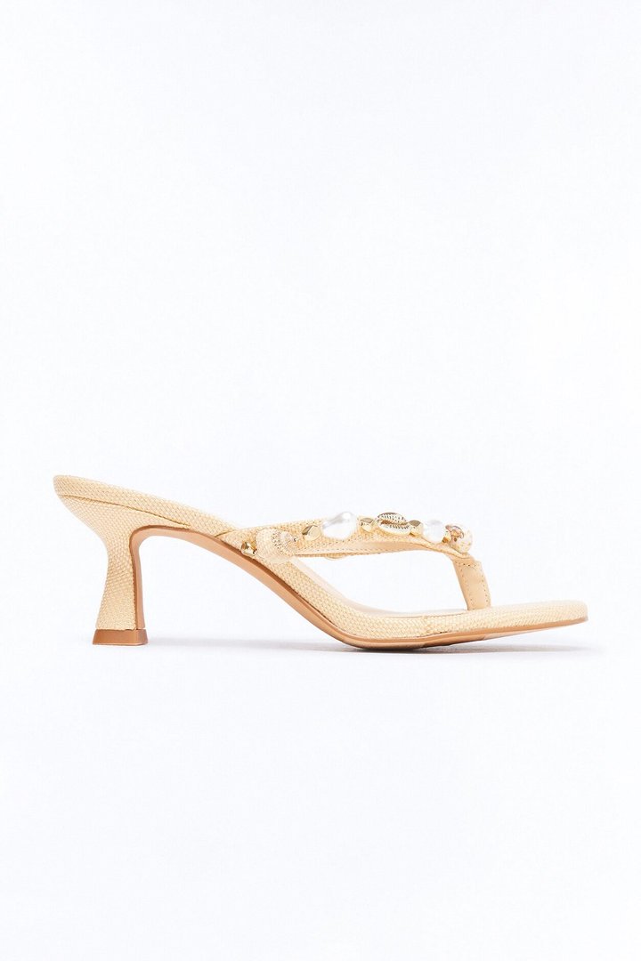 Dolce Vita Daksie Raffia Thong Heels - Natural