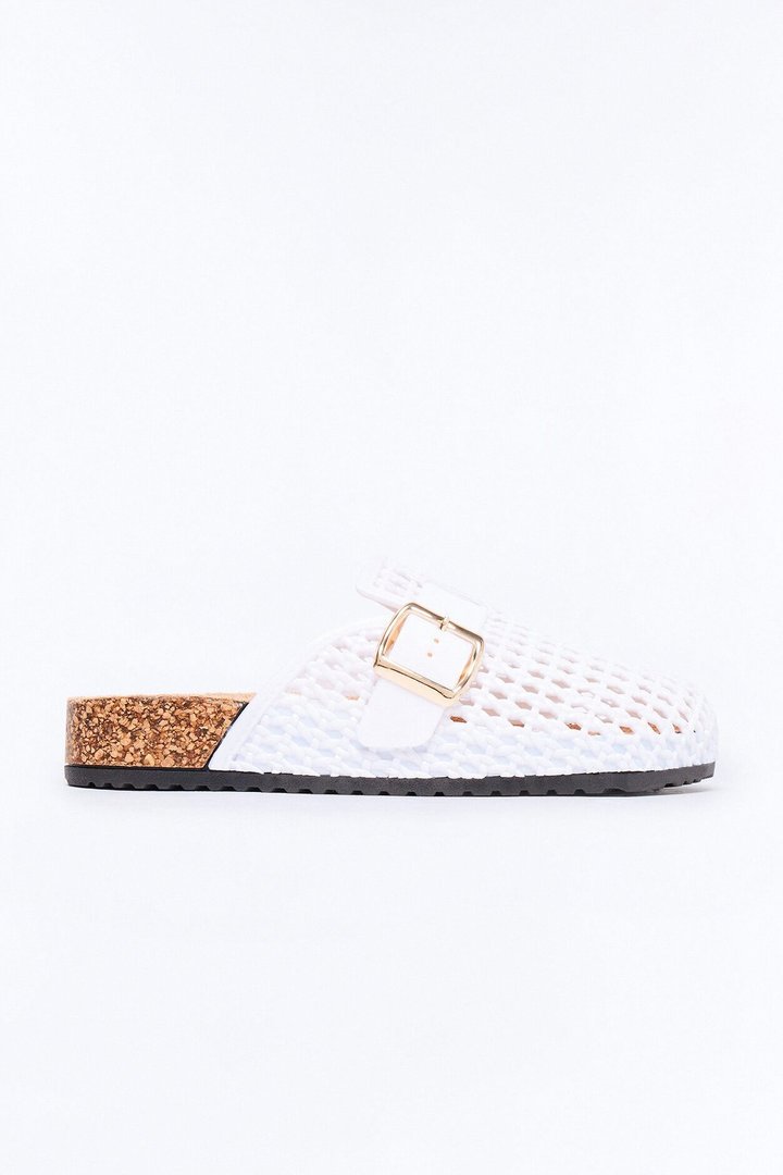 Anny Buckle Jelly Slides - White