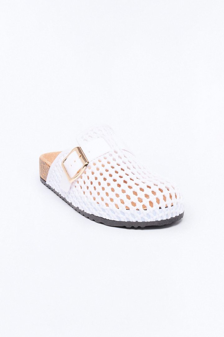 Anny Buckle Jelly Slides - White