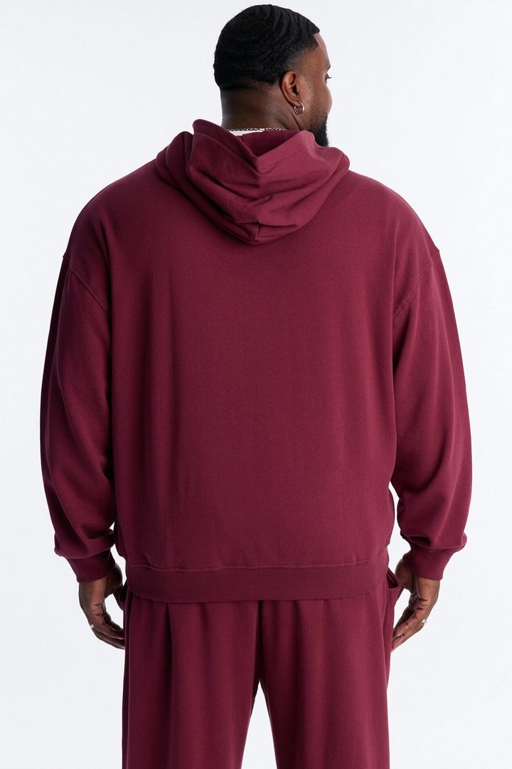 Cross Patch Zip Hoodie - Burgundy