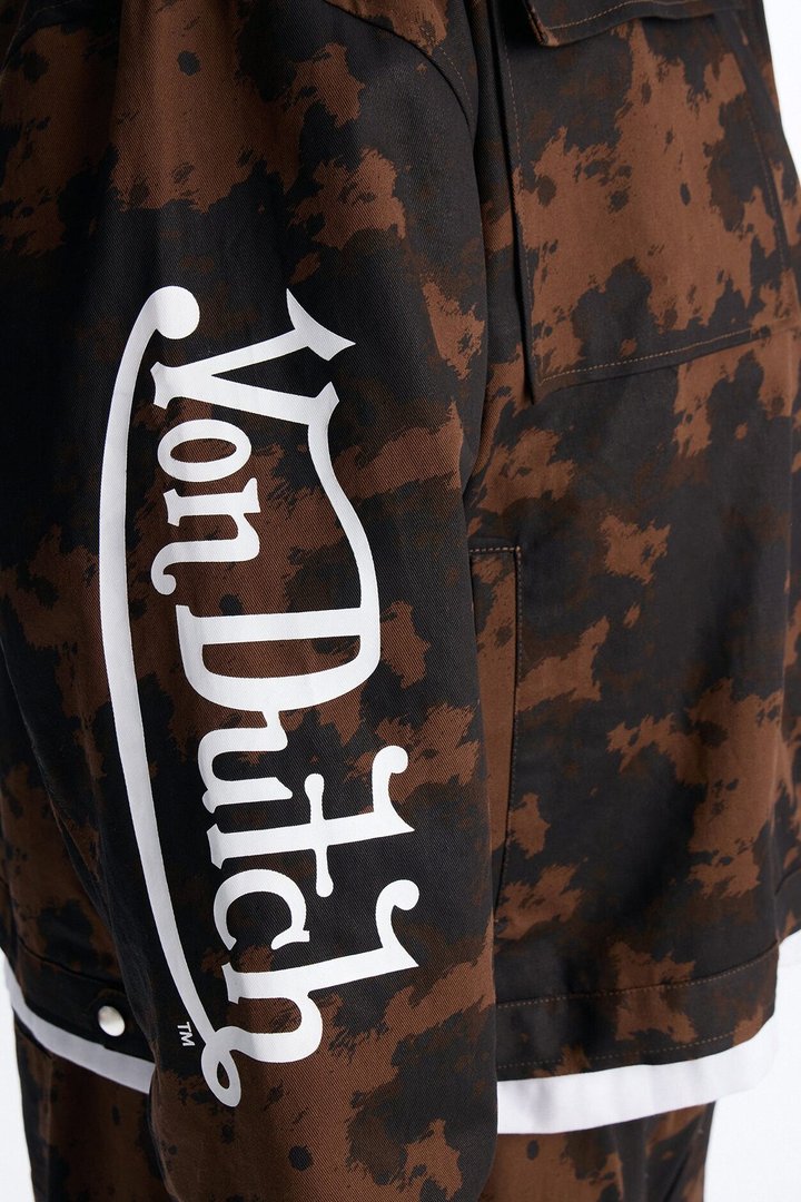 Von Dutch Rodeo Faux Pony Hair Work Jacket - Brown
