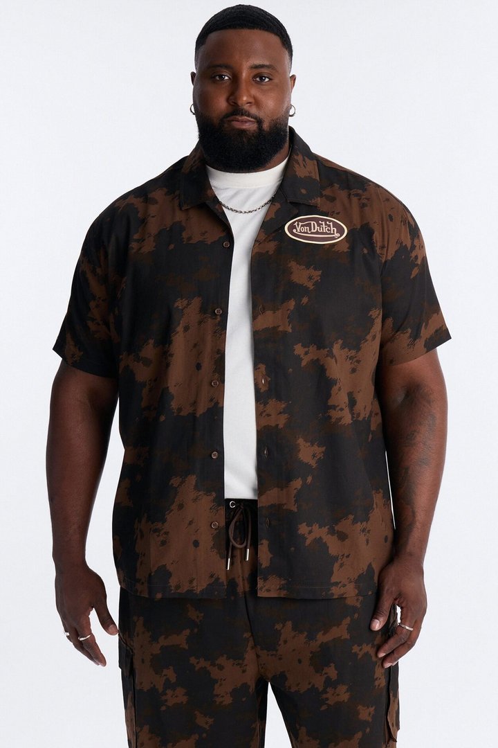 Von Dutch Rodeo Dual Cuban Button Up - Brown
