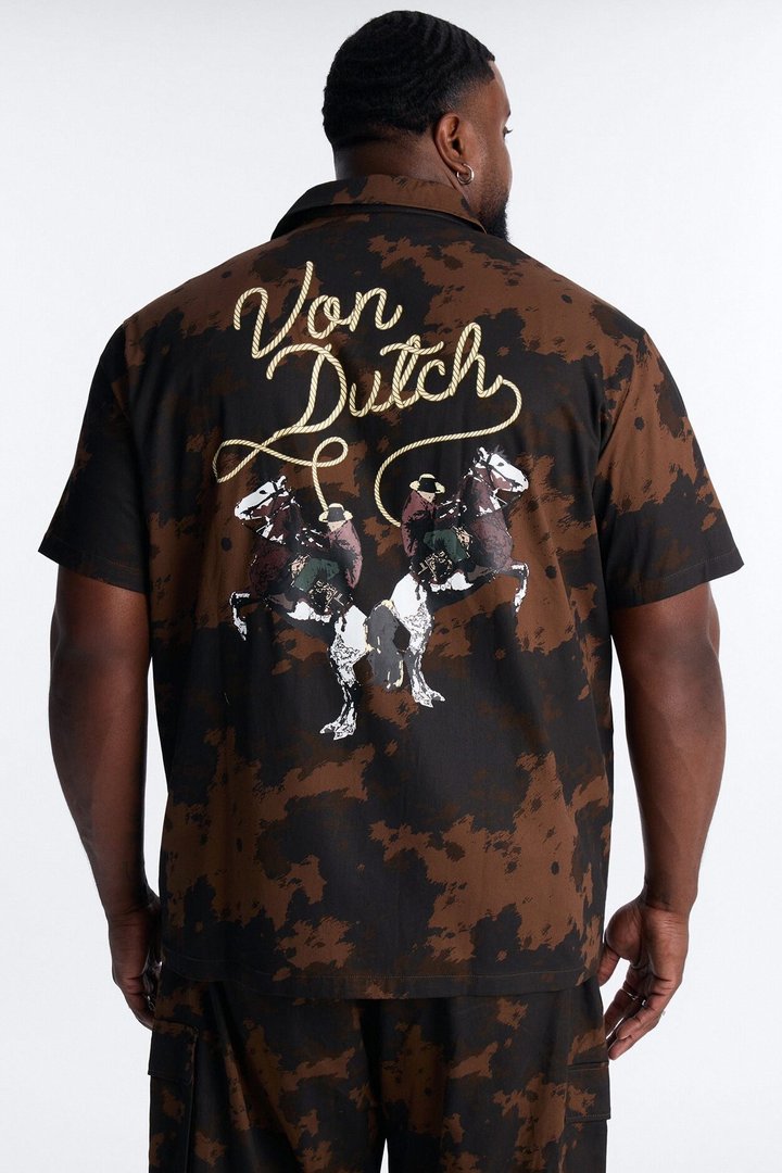 Von Dutch Rodeo Dual Cuban Button Up - Brown