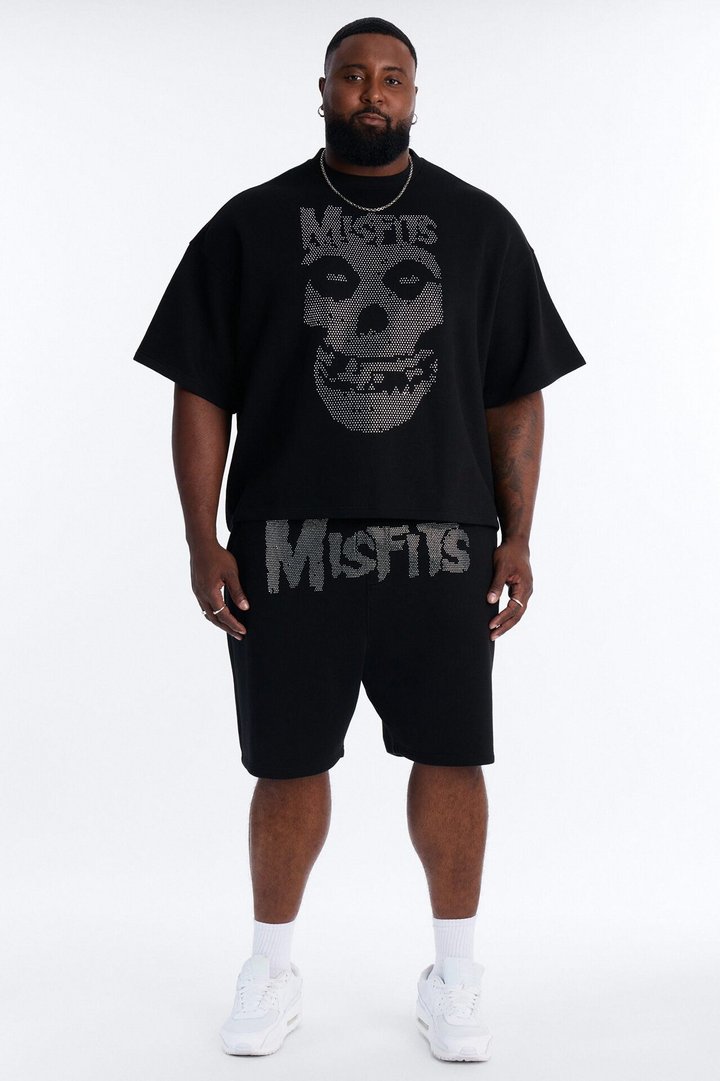 MIsfits Rhinestone Relaxed Sweatshorts - Black