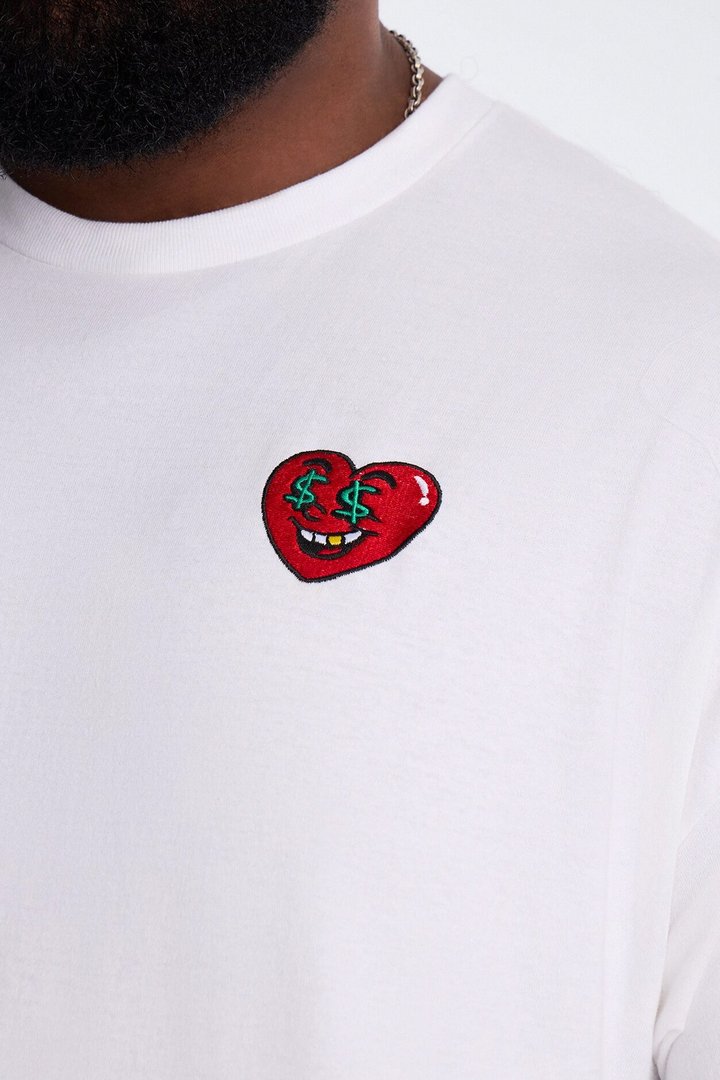 Always Heart In Heart Embroidery Short Sleeve Tee - White