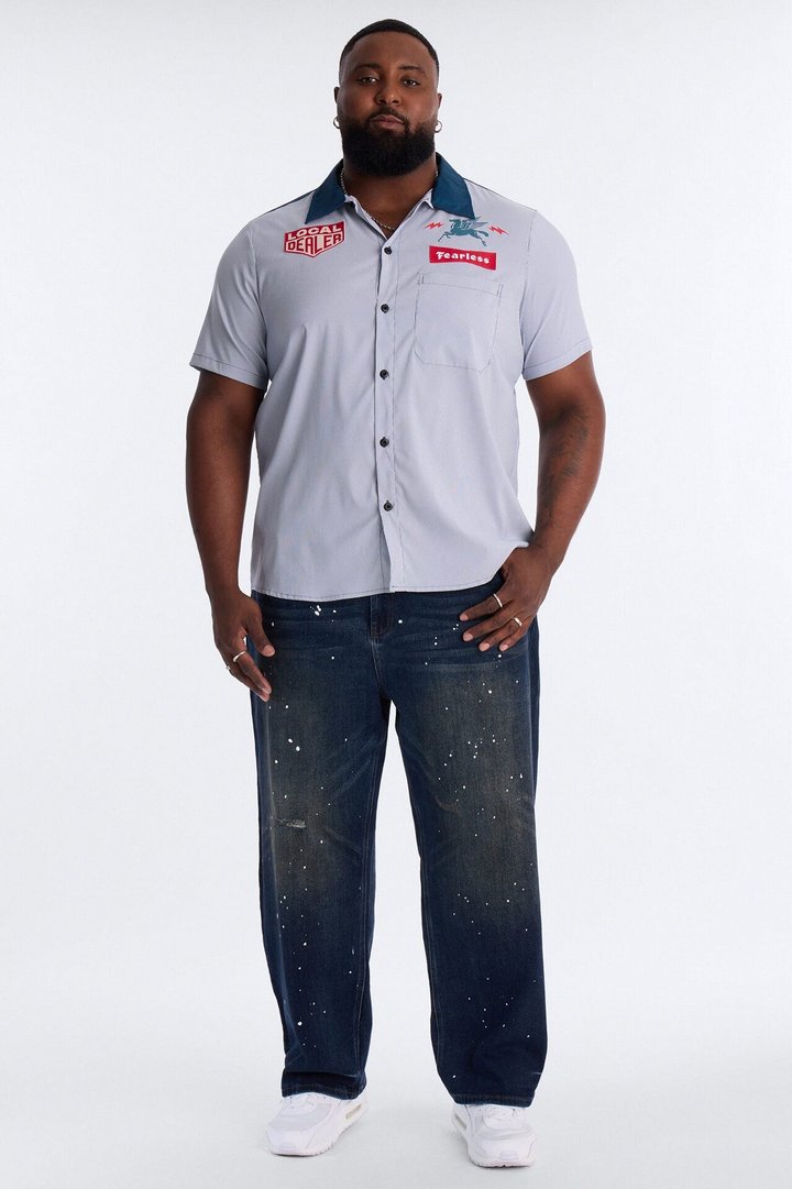 In The Paint Splat Baggy Jeans - Dark Wash