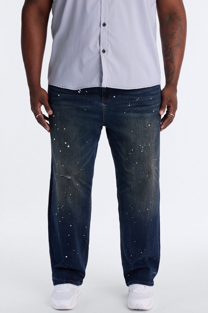 In The Paint Splat Baggy Jeans - Dark Wash