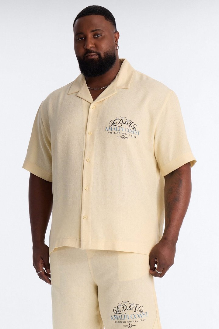 La Dolce Vita Short Sleeve Button Up - Butter Yellow