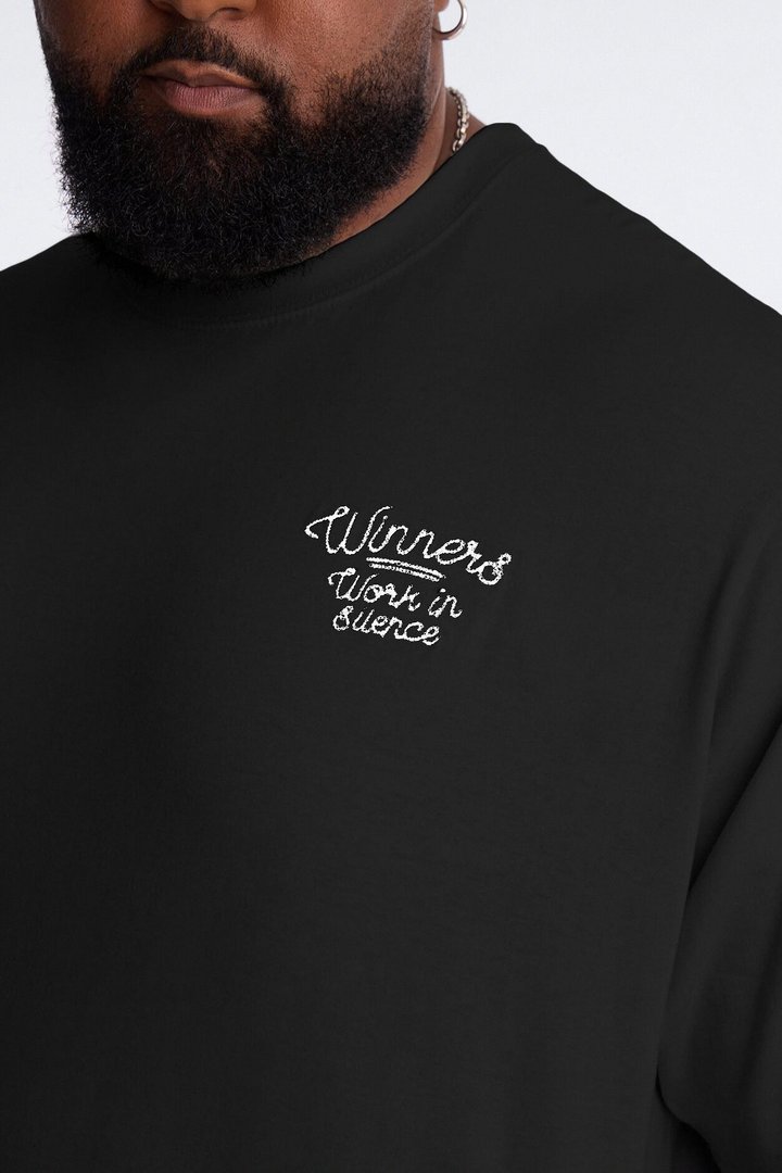Pray And Paper Chase Embroidery Short Sleeve Tee - Black
