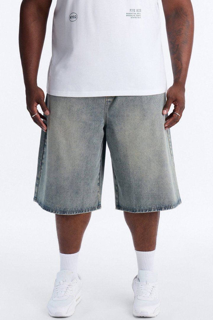 Baggy E Waist Hangtime Denim Short - Vintage Wash
