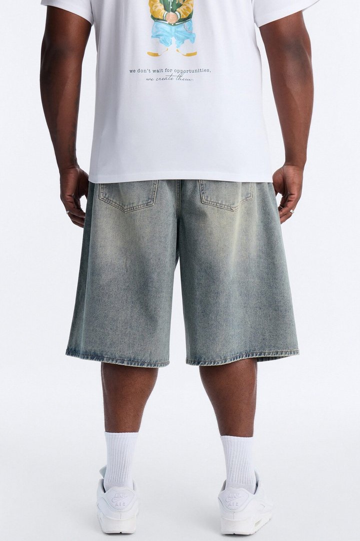 Baggy E Waist Hangtime Denim Short - Vintage Wash