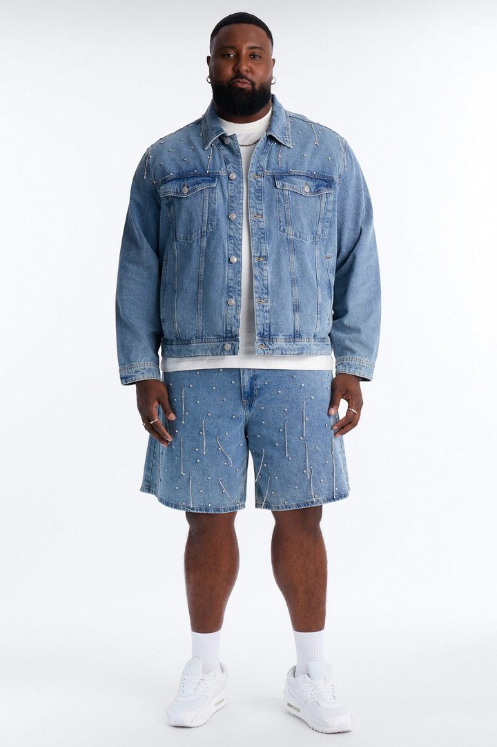 Cropped Street Ice Denim Jacket - Light Wash